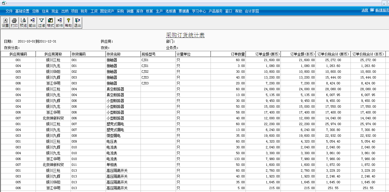 用友T3標準版如何查詢訂貨情況